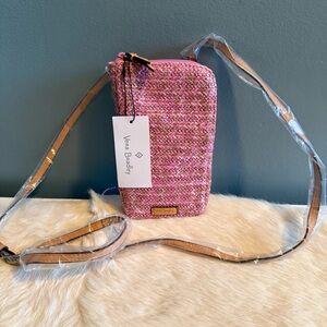 Vera Bradley Pink Cherry Straw Cellphone Crossbody